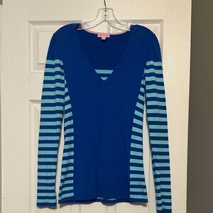 Lilly Pulitzer Blue Fitted Long Sleeve sweater